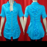 Camisa com botões e cadarço Azul G