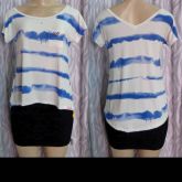 Blusa Mullet Bolso Branca Estampa Azul